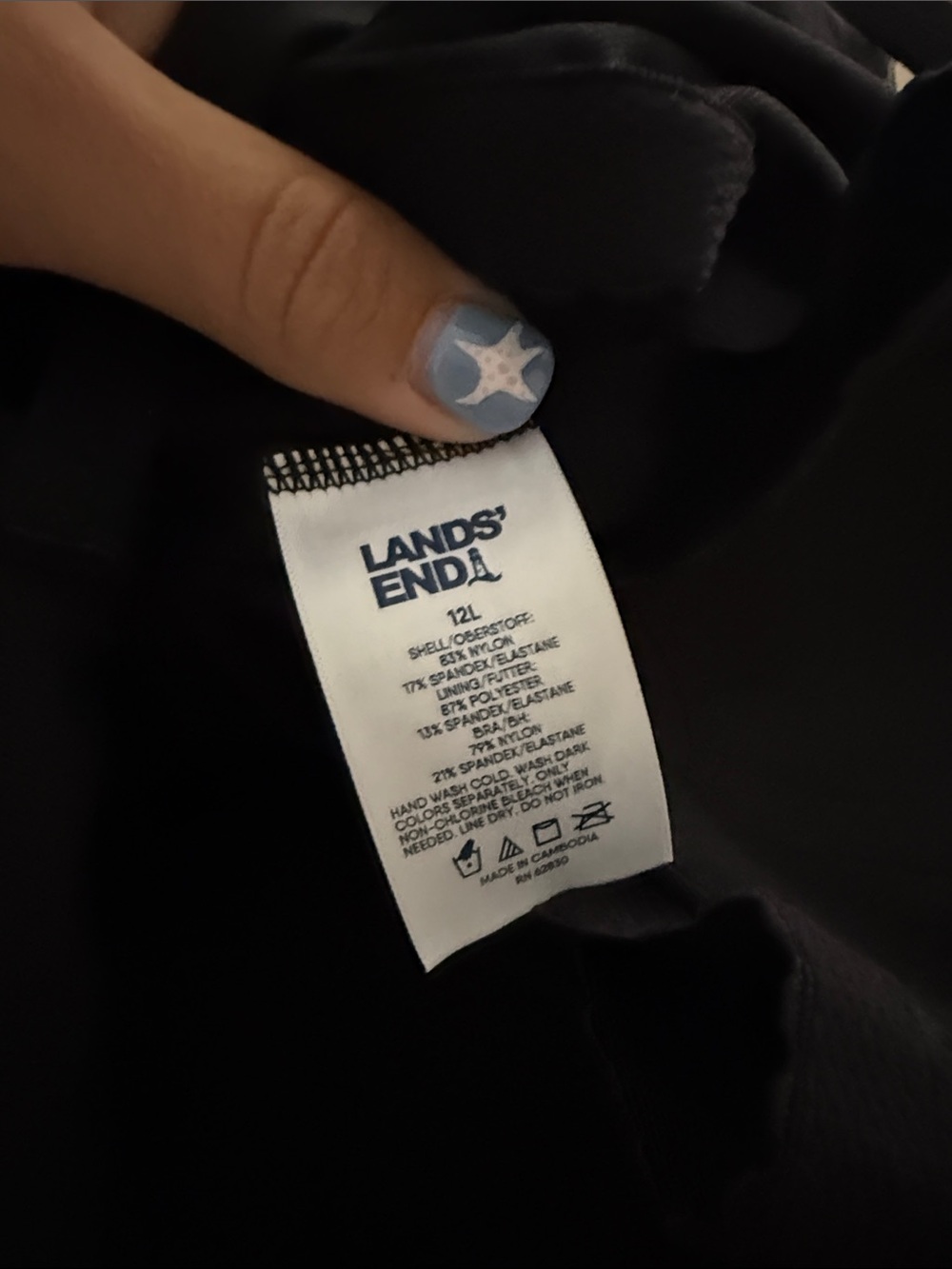 12L Lands' End Black One-Piece Swimsuit - Picture 5 of 5